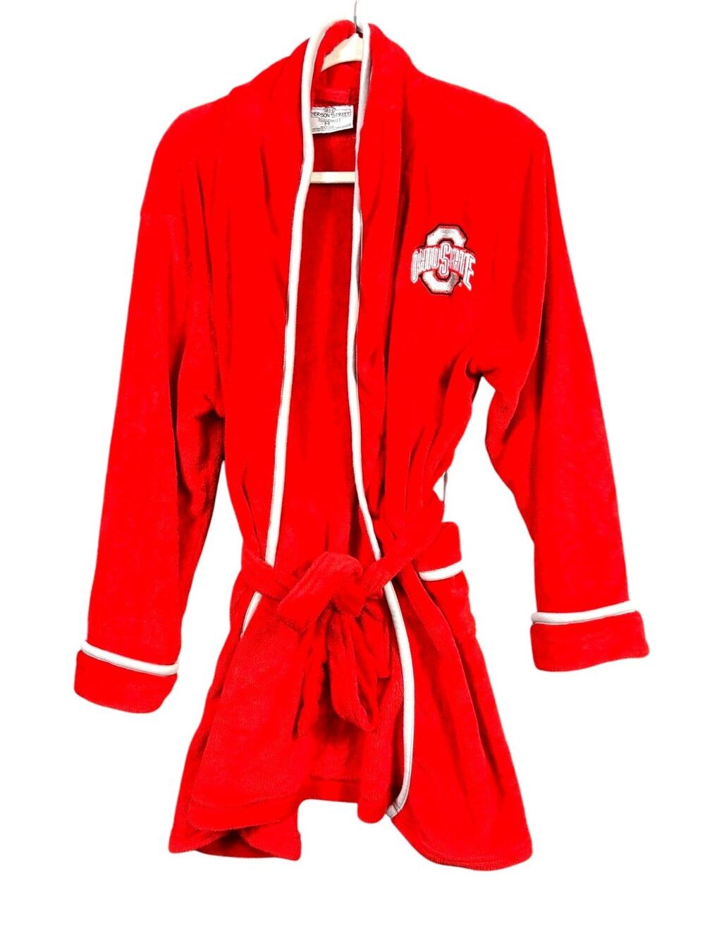 Ohio State Buckeyes Robe Womens Medium Red Plush NCAA Football Lounge Bath Logo
